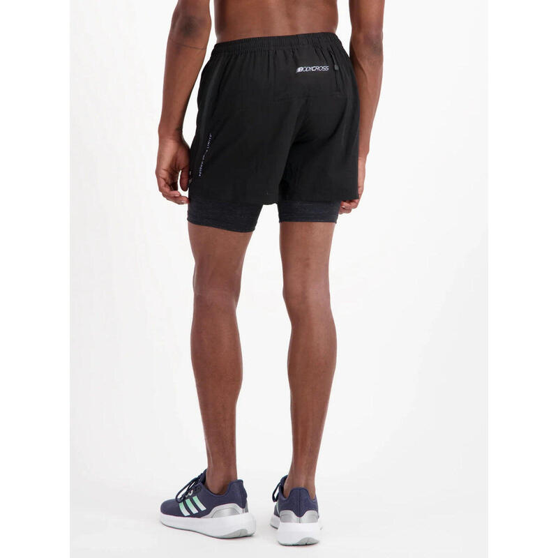 Short/cuissard de running 3 en 1 Ben - Noir - Homme