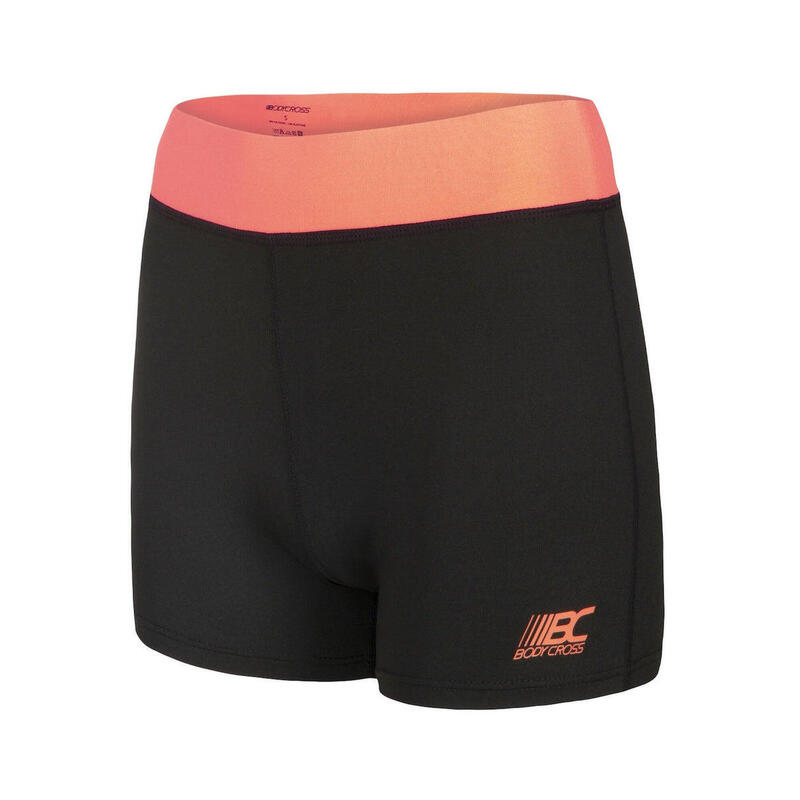 Short de running court Roly - Noir Jaune Fluo - Femme