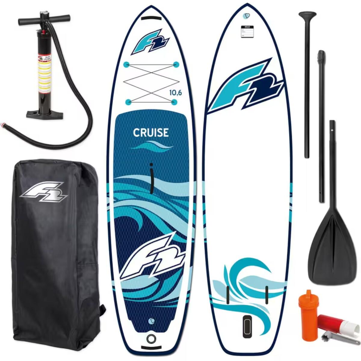 F2 CRUISE 10'6" WINDSUP SUP opblaasbaar board wit en blauw 318x83x15 cm 2/3