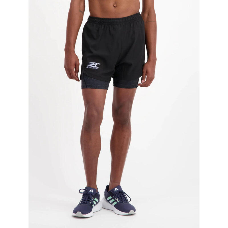 Short/cuissard de running 3 en 1 Ben - Noir - Homme