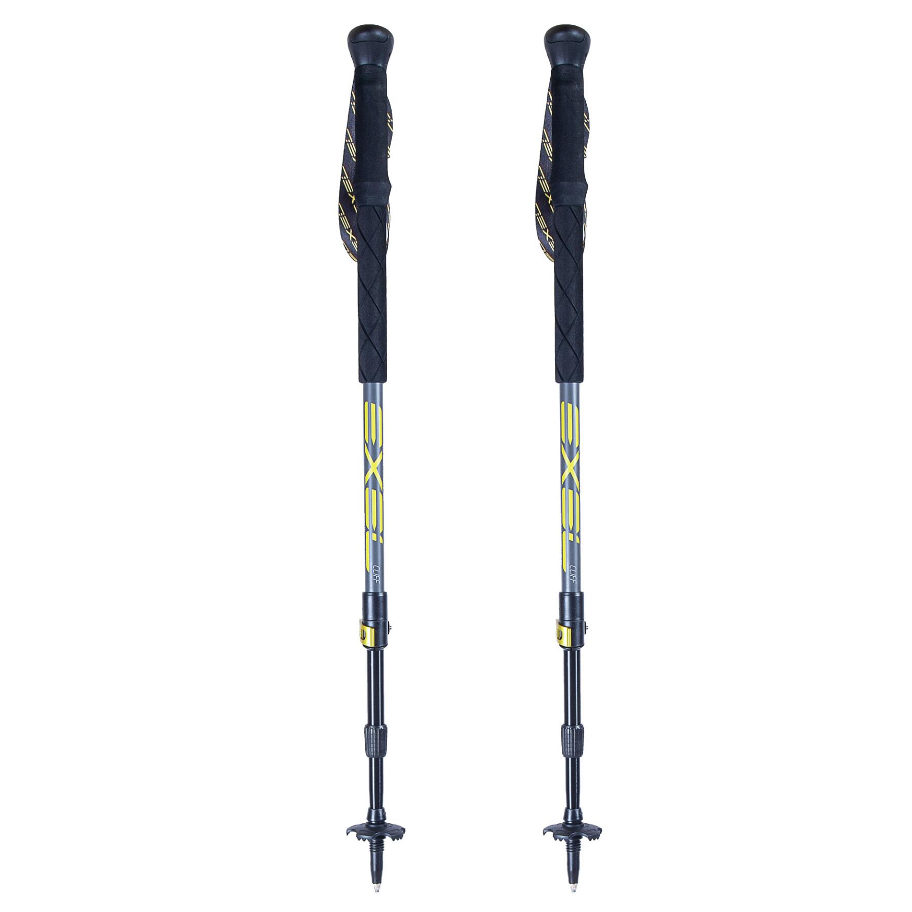 Exel - Bâtons De Randonnée Cliff Antichoc  50% Carbone - Bâton De Randonnée - Gris|jaune - Taille Unique - Decathlon