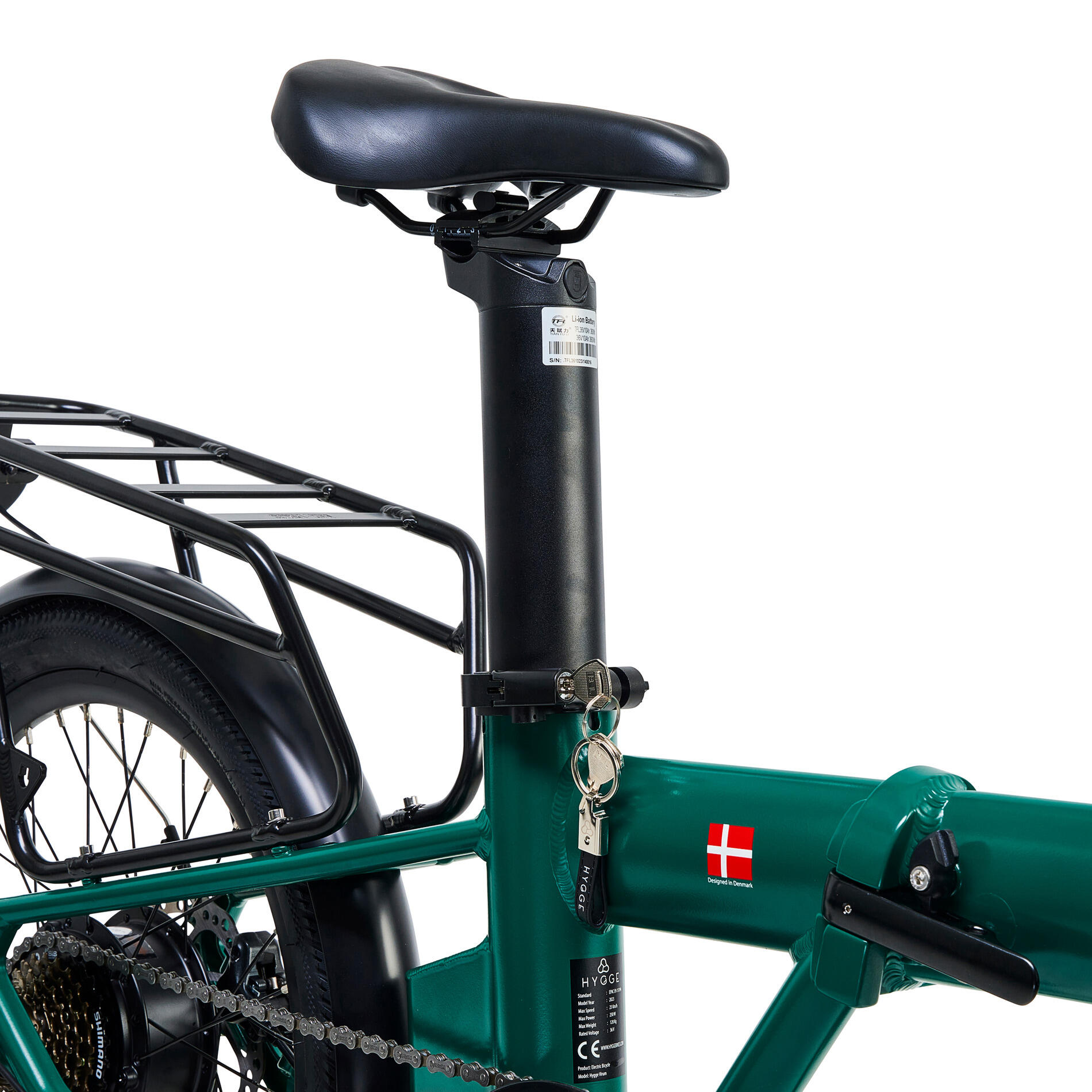 Hygge Virum 2024 Electric Folding Bike Lightweight E-Bike | British Racing Green 7/8