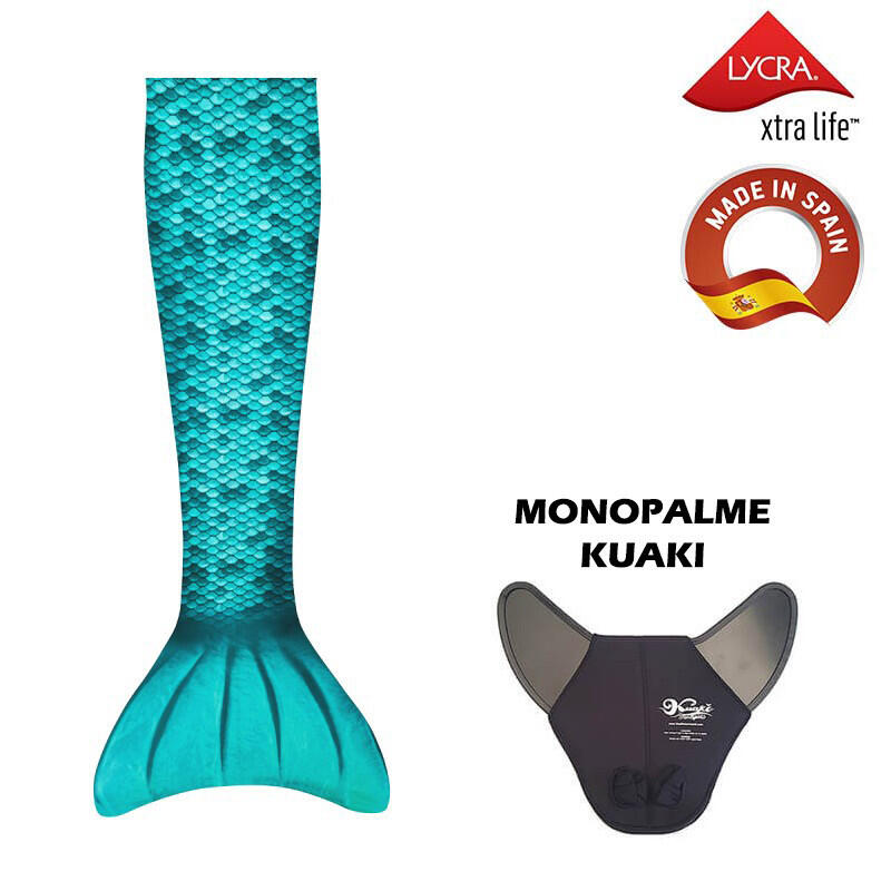 Kuaki mermaids queue de sirene avec monopalme Kuaki Turquoise   Taille XXS