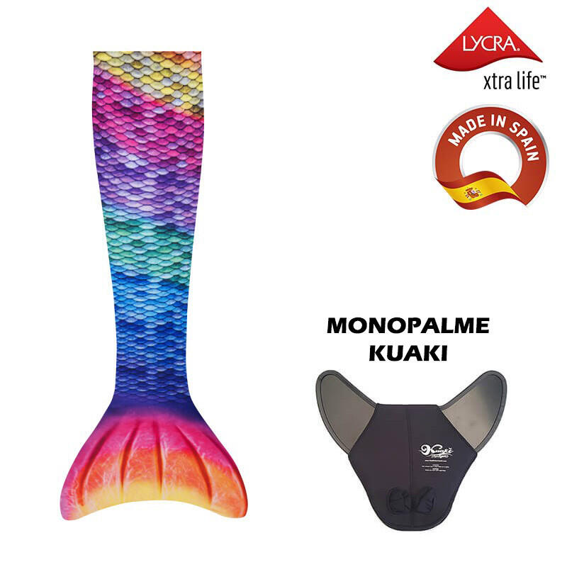 Kuaki - Kuaki Mermaids Queue De Sirene Avec Monopalme Kuaki Arc En Ciel Taille Xxs - Palmes - Multicolore - 34 2xs - Decathlon