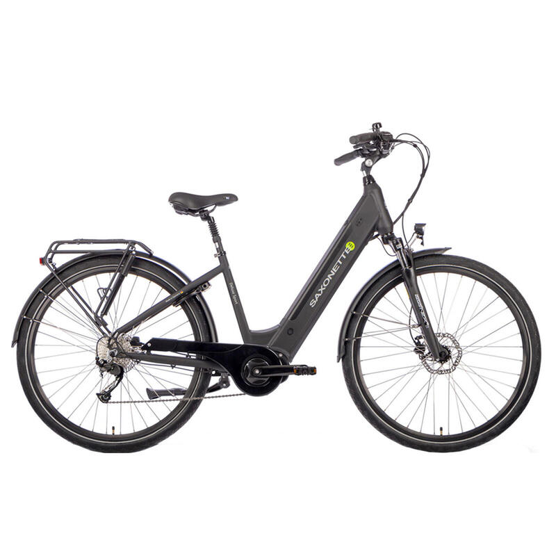 Vélo électrique pour femmes, Deluxe Sport, moteur central, 9 vitesses, noir mat