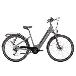 Vélo électrique pour femmes, Deluxe Sport, moteur central, 9 vitesses, gris mat