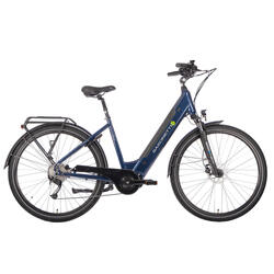 Vélo électrique pour femmes, Deluxe Sport, moteur central, 9 vts, bleu foncé