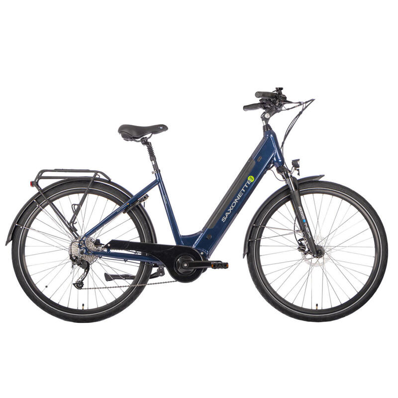 Vélo électrique pour femmes, Deluxe Sport, moteur central, 9 vts, bleu foncé