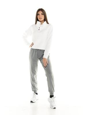 Cropped sweatshirt met hoge hals en knopen voor dames leisure