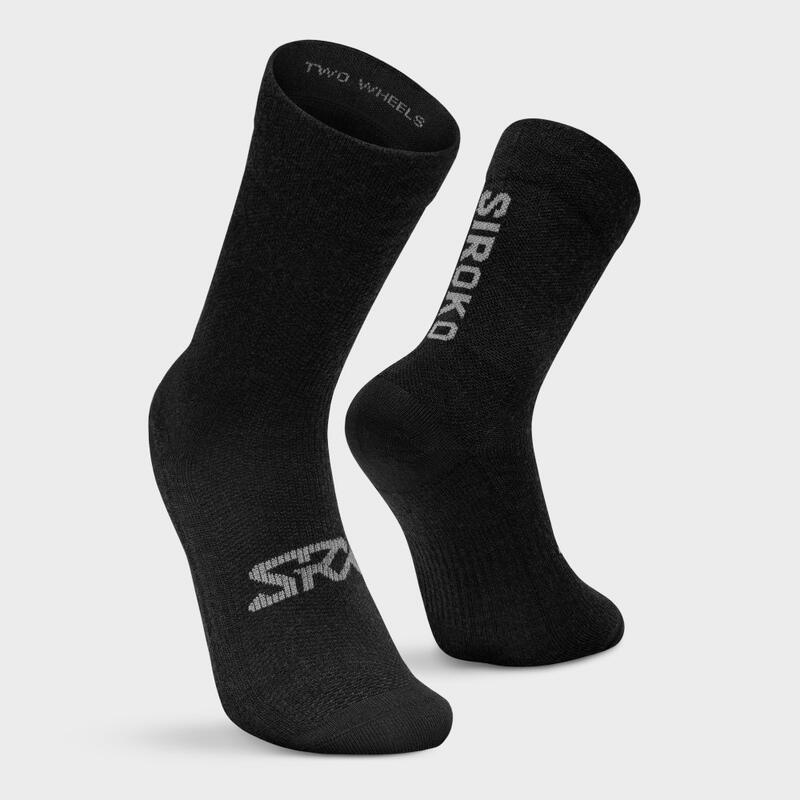 Chaussettes vélo en laine mérinos Cyclisme Homme et Femme SRX Grappa Noir