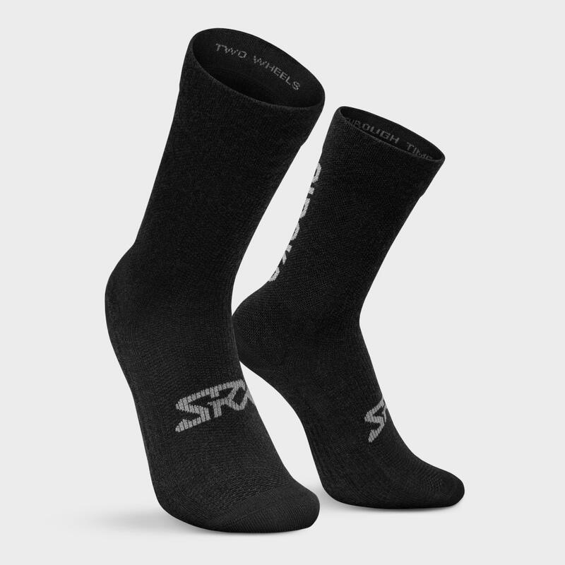 Chaussettes vélo avec laine mérinos Cyclisme Homme et Femme SRX Grappa Noir