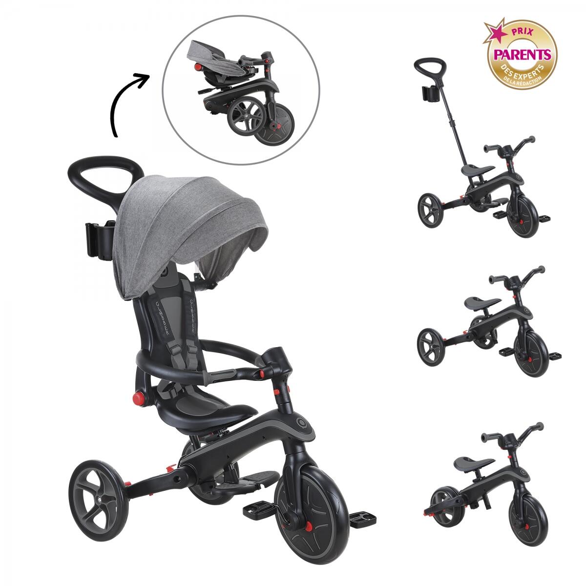 Tricycle EXPLORER 4-en-1 Évolutif et Pliable - Gris 2/7