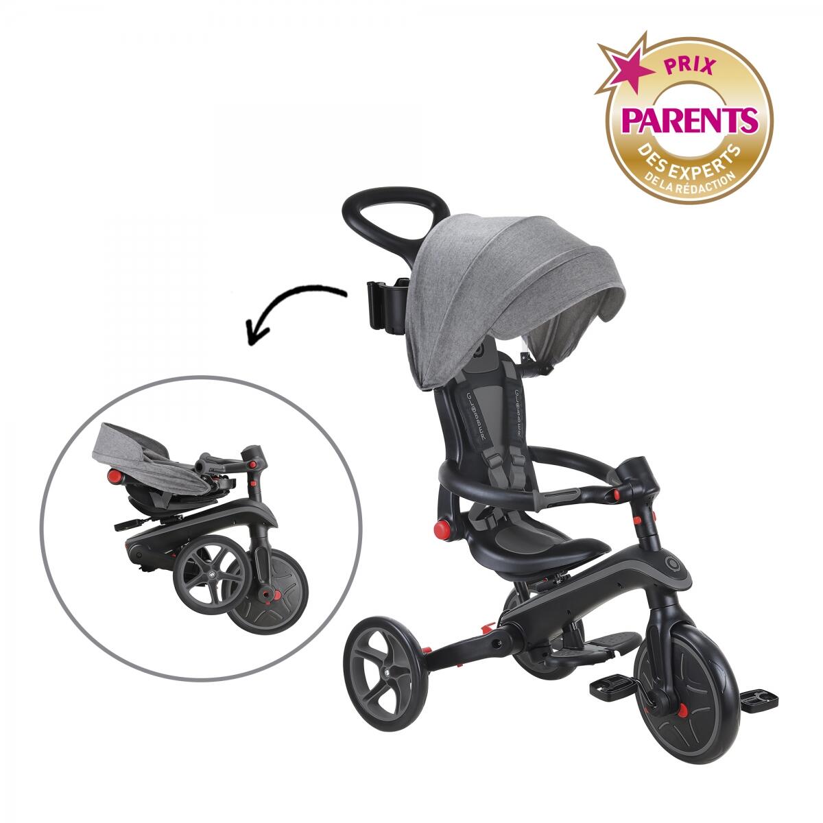Tricycle EXPLORER 4-en-1 Évolutif et Pliable - Gris 3/7