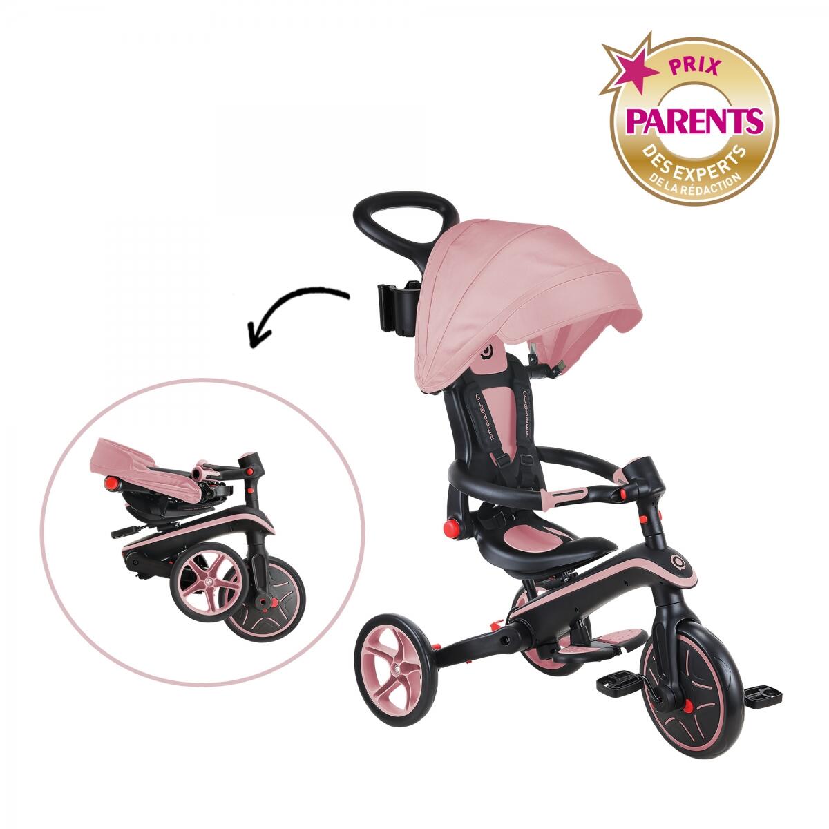 Tricycle EXPLORER 4-en-1 Évolutif et Pliable - Rose pastel 3/7