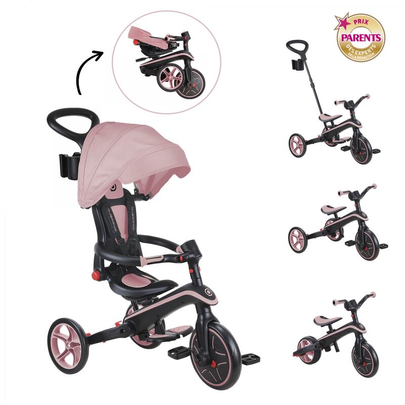 Tricycle EXPLORER 4-en-1 Évolutif & Pliable Rose pastel