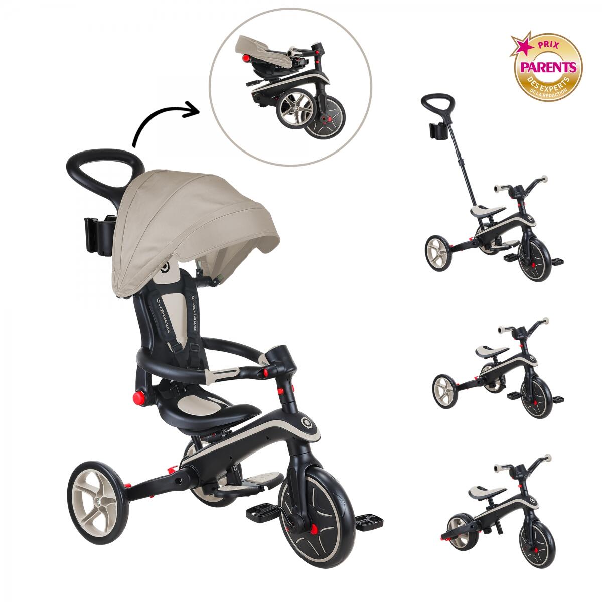 Tricycle EXPLORER 4-en-1 Évolutif et Pliable - Taupe 2/6
