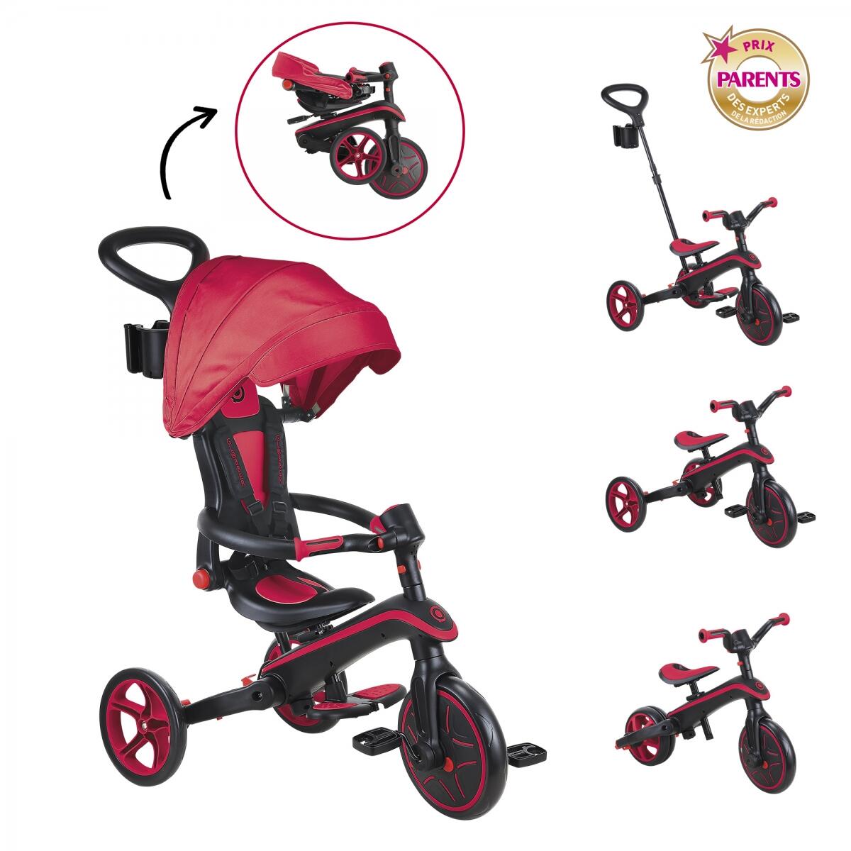 Triciclo EXPLORER 4-in-1 Evolutivo & Pieghevole - Rosso 2/7