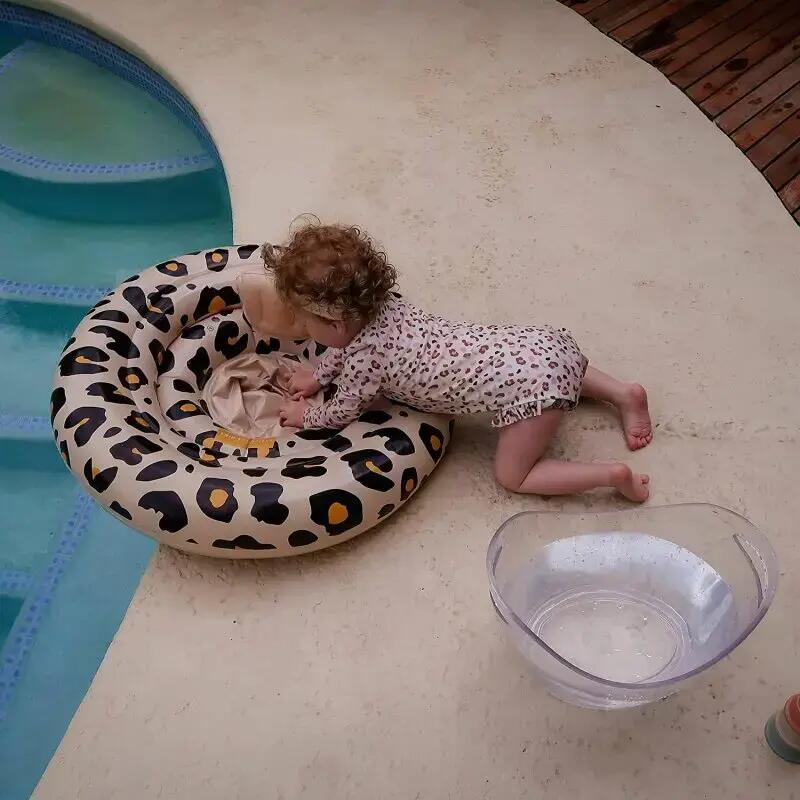 Bouée pour bébé gonflable beige imprimé léopard 0 à 1 ans 4/5