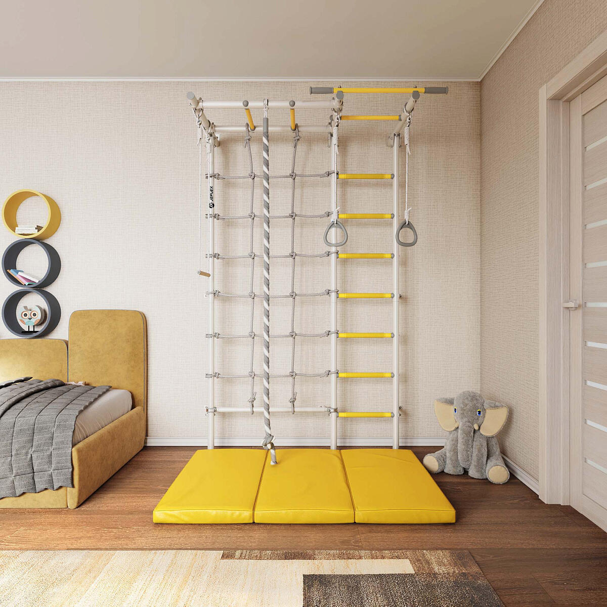 Jeflex Sprossenwand ClimbMaxx M4 Wandmontage mit Zubehör 2/6