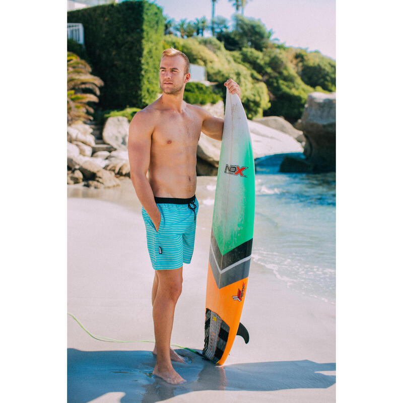 Șort de baie pentru bărbați cu model galben dungi boardshorts B6