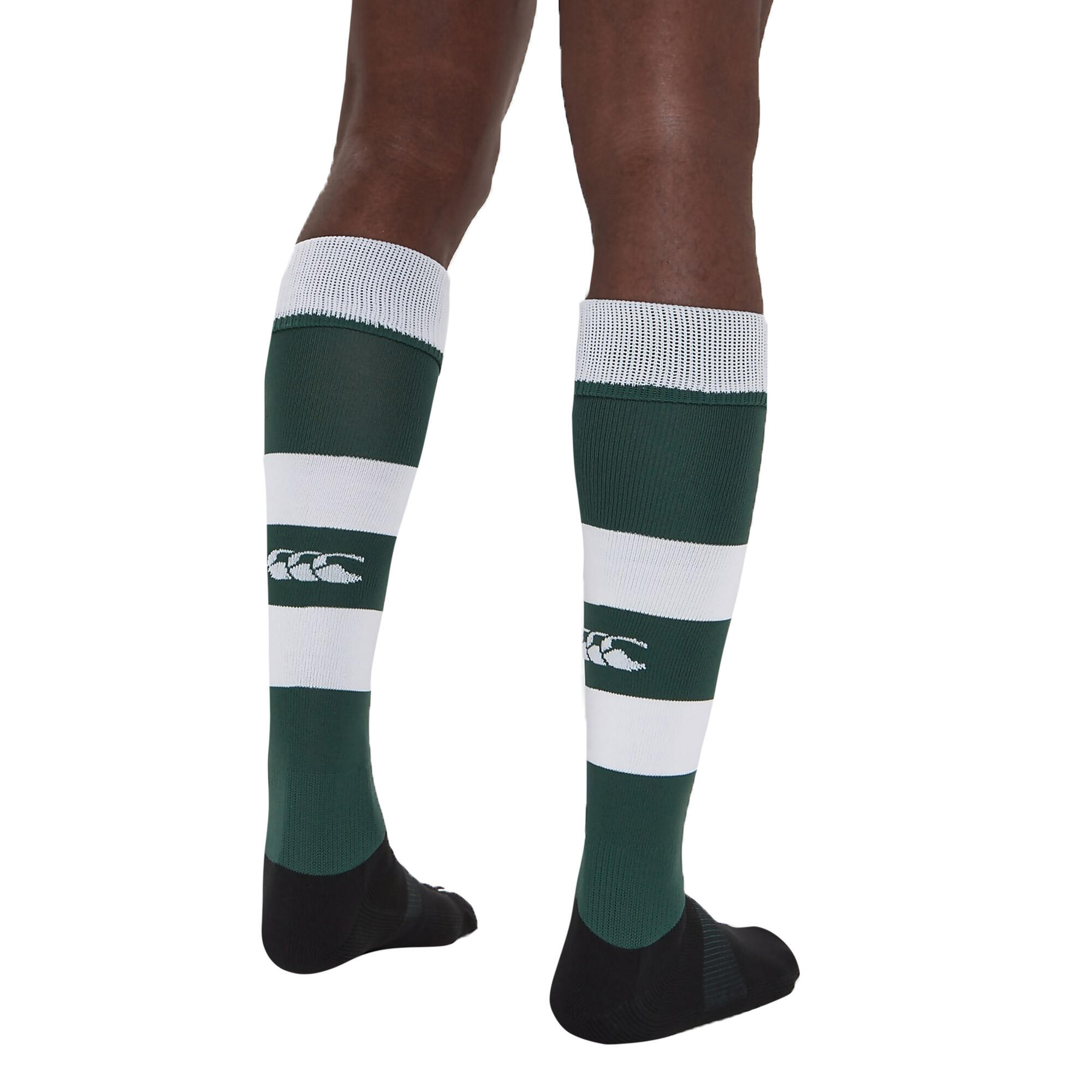 Mens Hooped Team Rugby Socks (Forest) 2/3