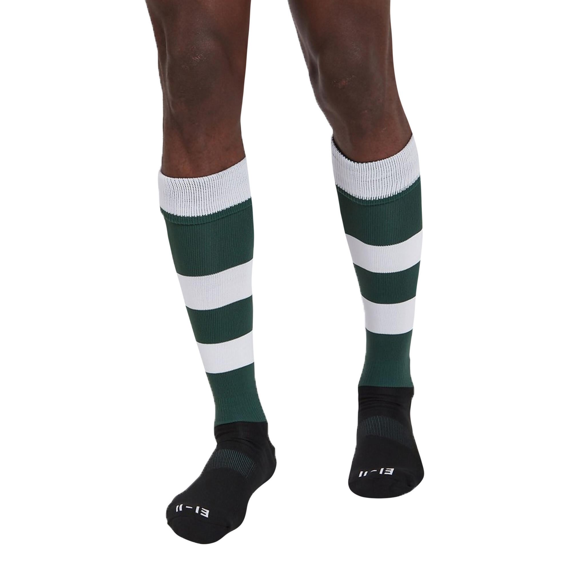 Mens Hooped Team Rugby Socks (Forest) 1/3