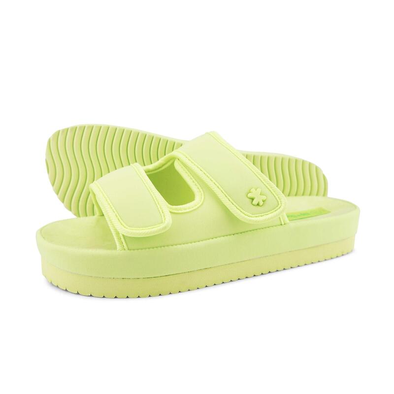 Damen flip*flop velcro*flower Slides Hellgrün