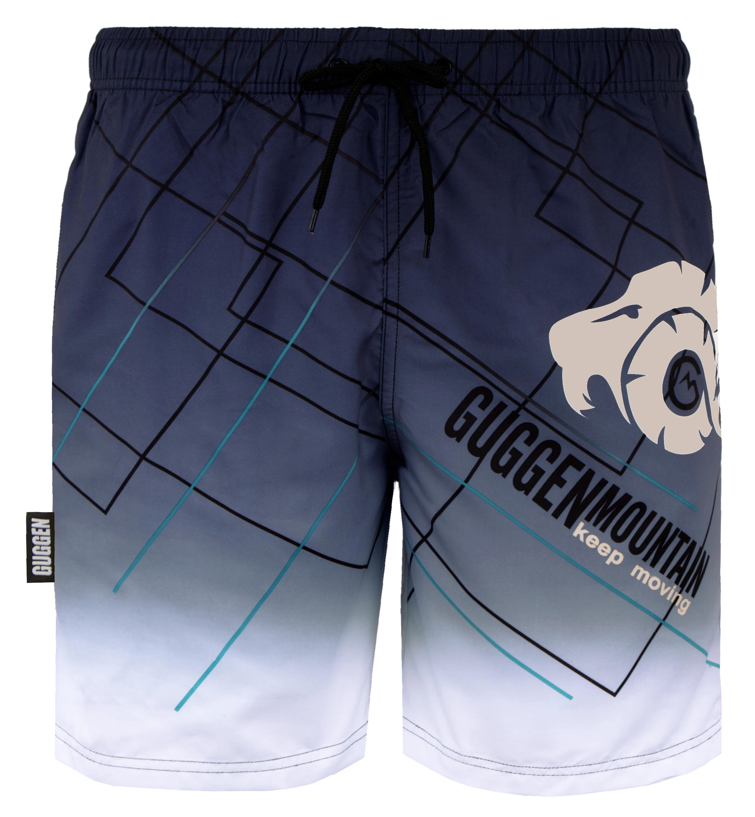B2 Herren Badehose mit Muster kariert schwarz weiß 3/6