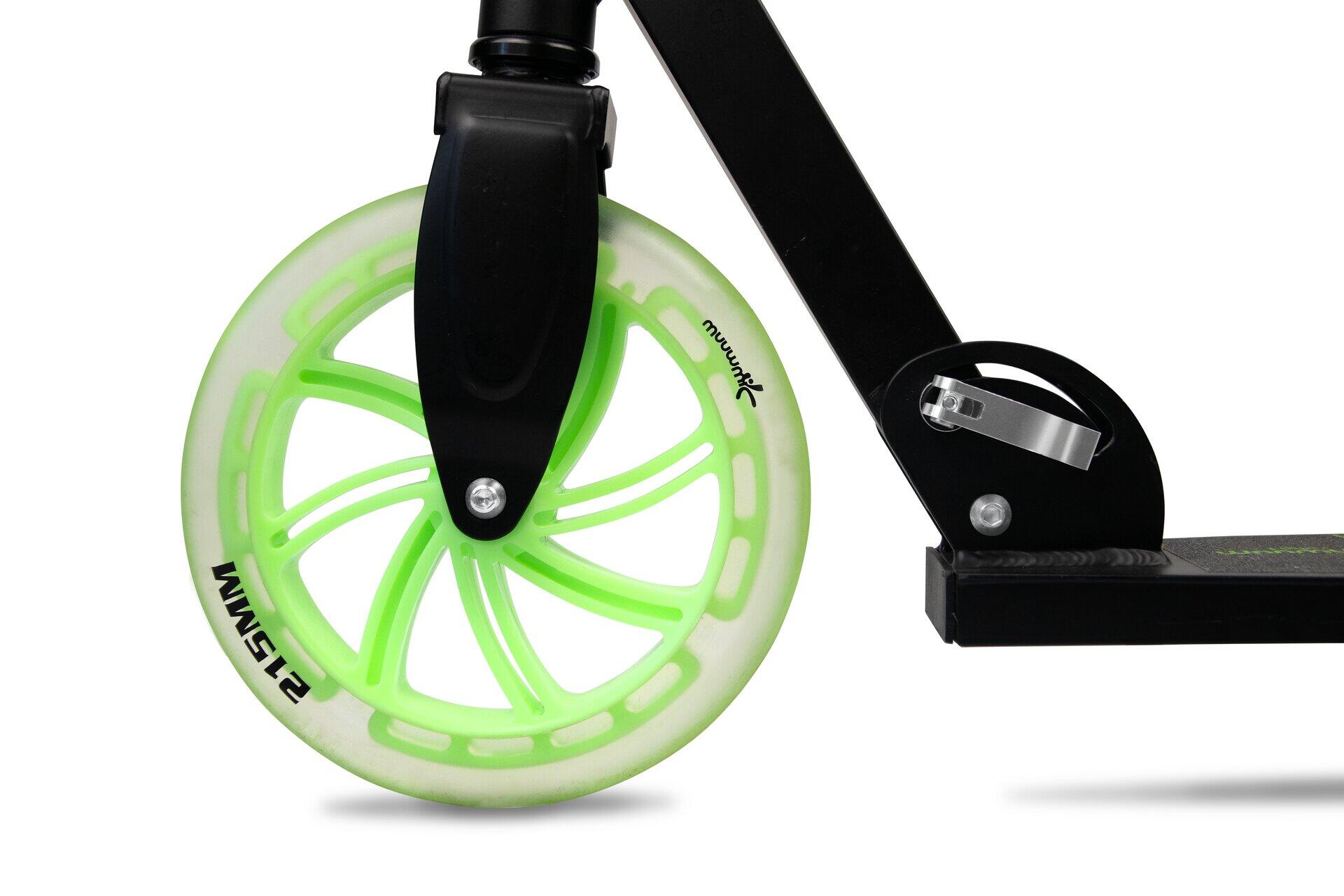 muuwmi Lights Aluminium Scooter GLOW 215 mm, mit Leuchtrollen und Glow-Effekt 12/14