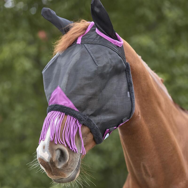 Masque antimouches pour chevaux avec oreilles COMFITEC DELUXE (Noir / Violet)