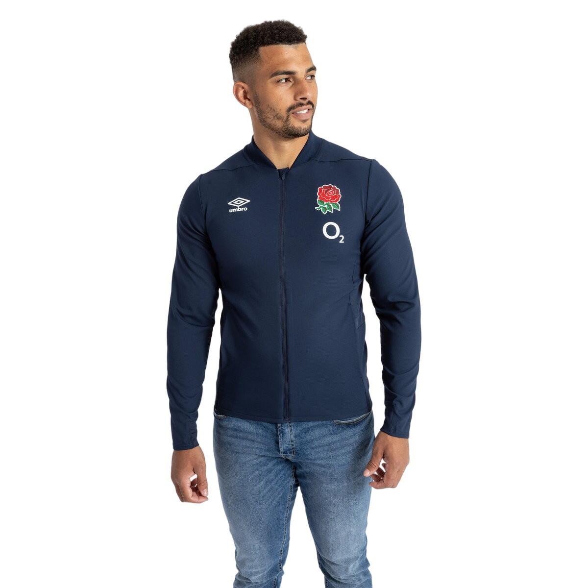 Mens 23/24 England Rugby Anthem Jacket (Navy Blazer) 3/4