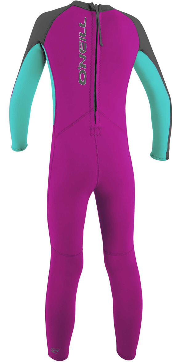 2023 O'Neill Girls Reactor 2mm Back Zip Wetsuit - Berry / Aqua 2/2