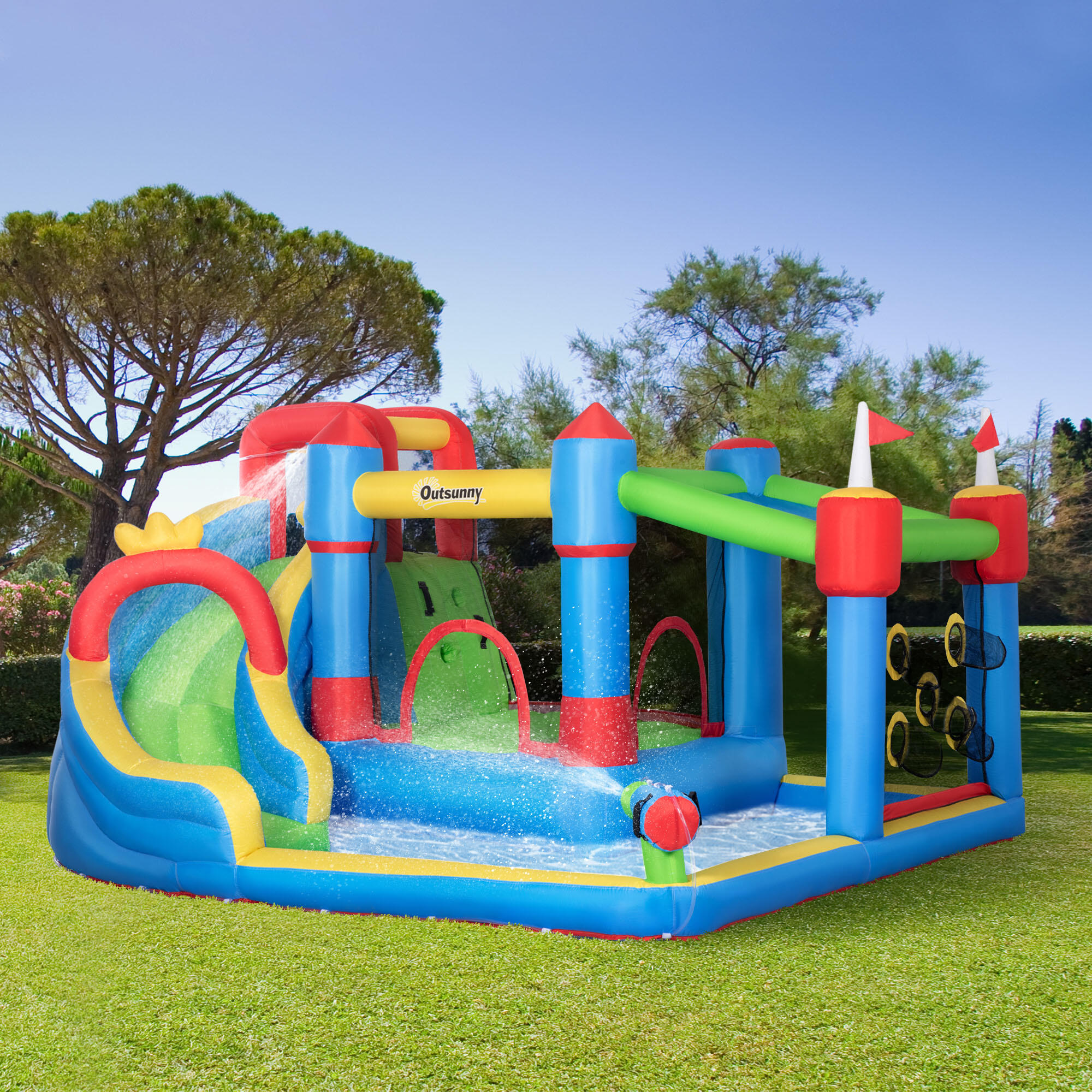 Castillo hinchable con tobogán Outsunny 390x300x197 cm multicolor 2/7