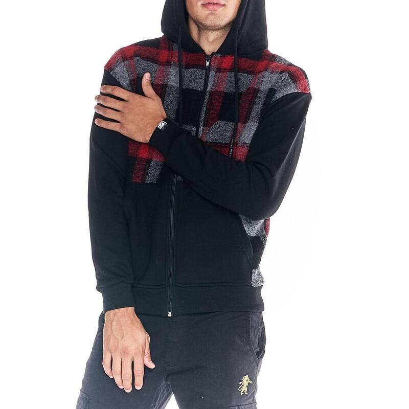 Sweat-shirt en laine tartan Work Leisure entièrement zippé pour homme