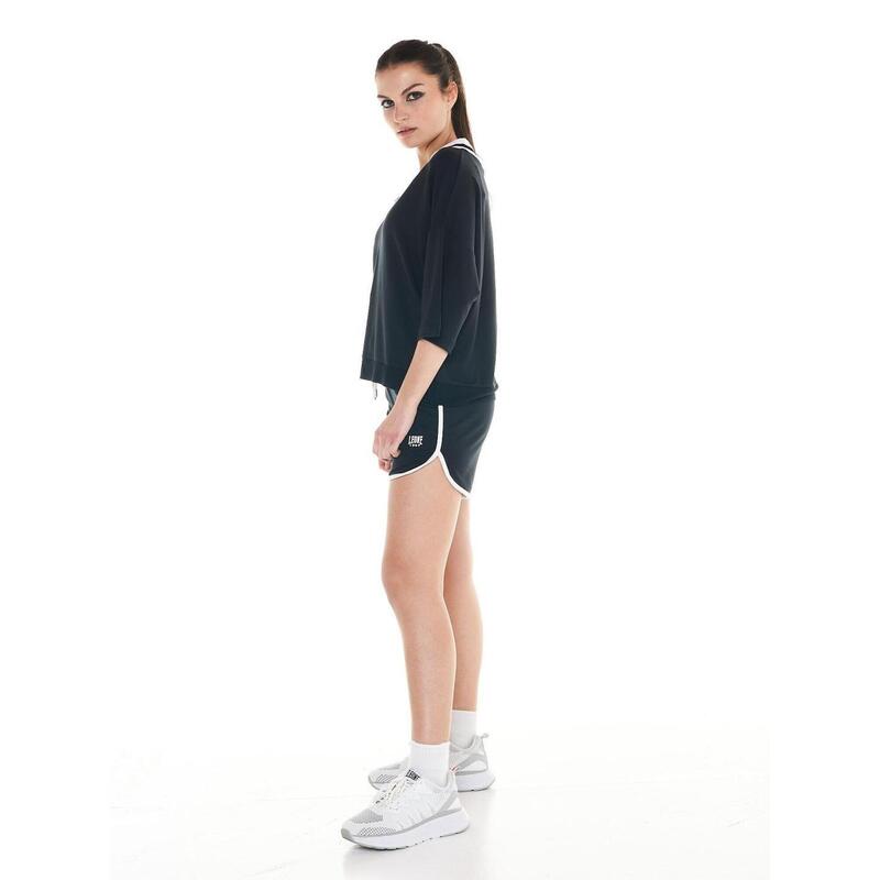 Sweat col V femme Noir et Blanc