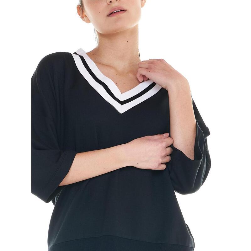 Sweatshirt met V-hals voor dames Black & White