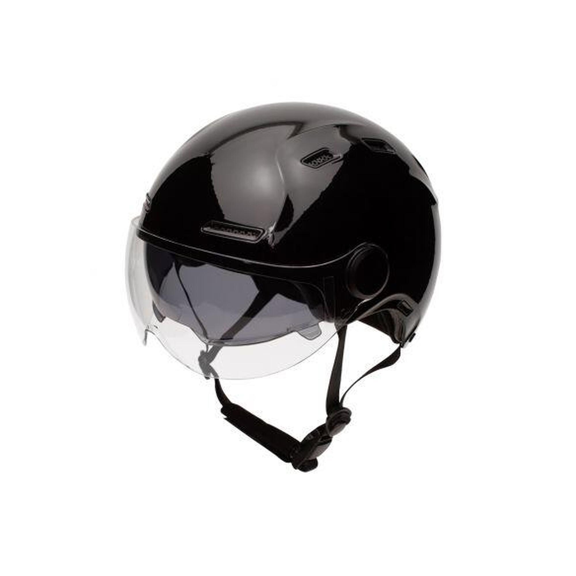 Casco da bici urbano Jet Cadence Nero lucido con visiera