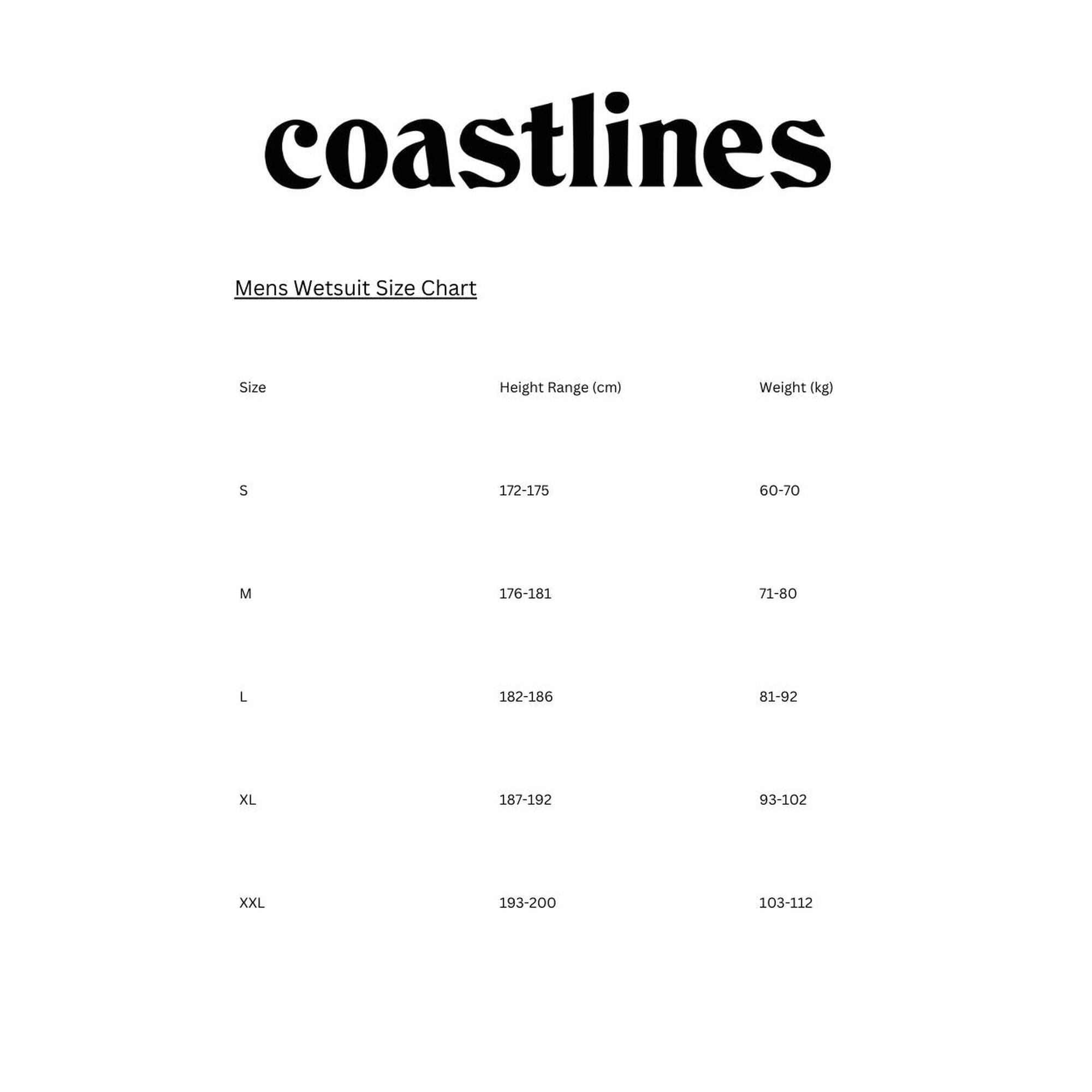 Combinaison 3/2mm Chestzip Surfing Cold Water Homme Coastlines Steamer