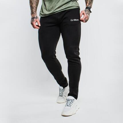 Spodnie dresowe męskie fitness slim fit czarne