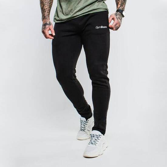 Spodnie dresowe męskie fitness slim fit czarne