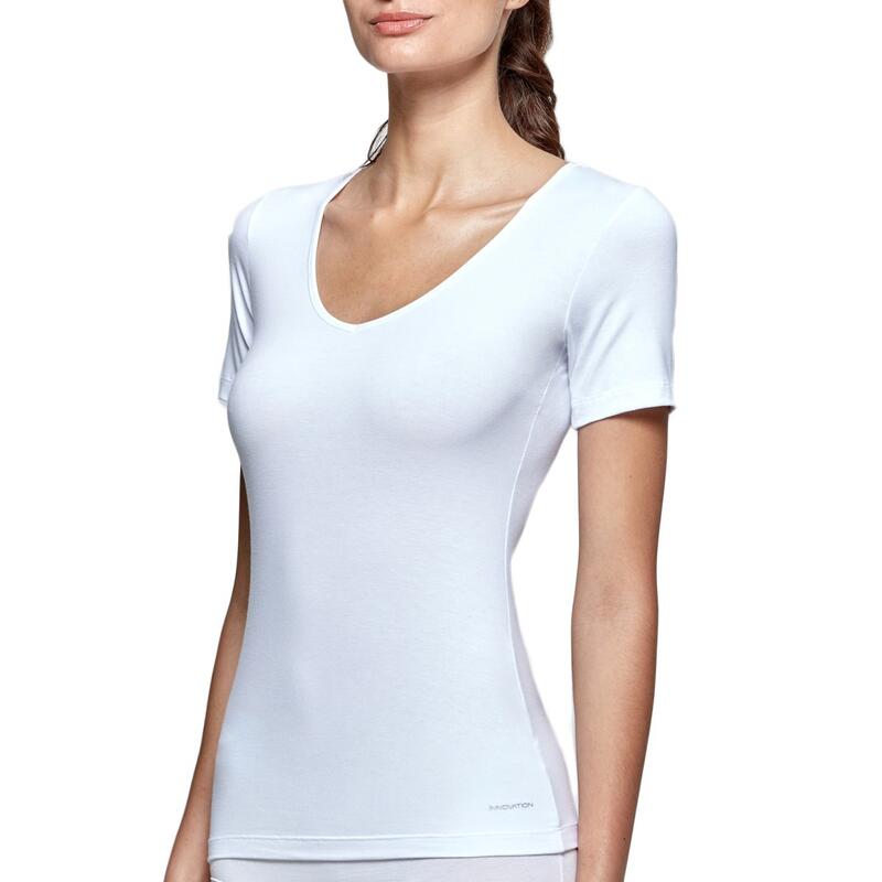 T-shirt con scollo a V in maglia di pelle regolatore di temperatura innovat