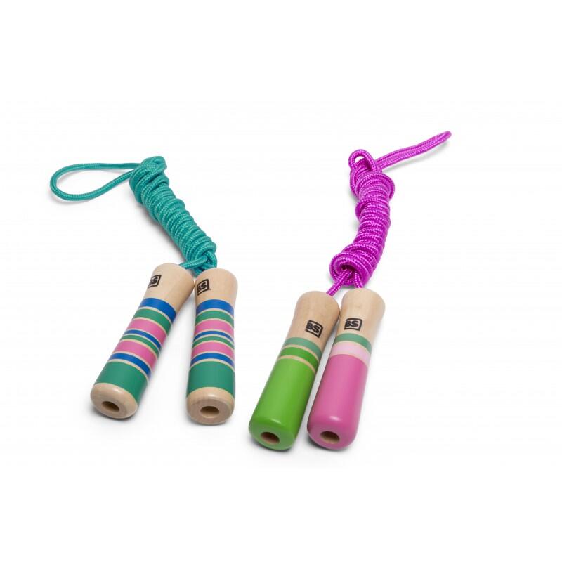 BS Toys springtouw roze met houten handvatten 3/4