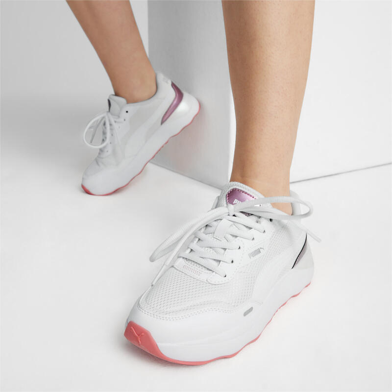 Sneakers Runtamed GirlPower Femme PUMA White Silver Passionfruit Metallic Pink