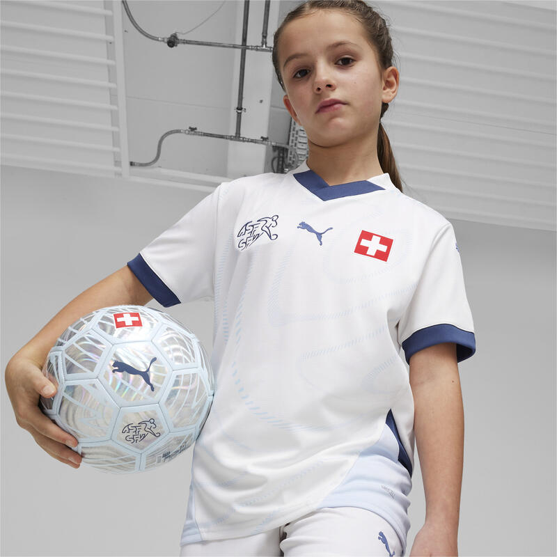 Zwitserland Voetbal 2024 uitshirt voor jongeren PUMA White Icy Blue