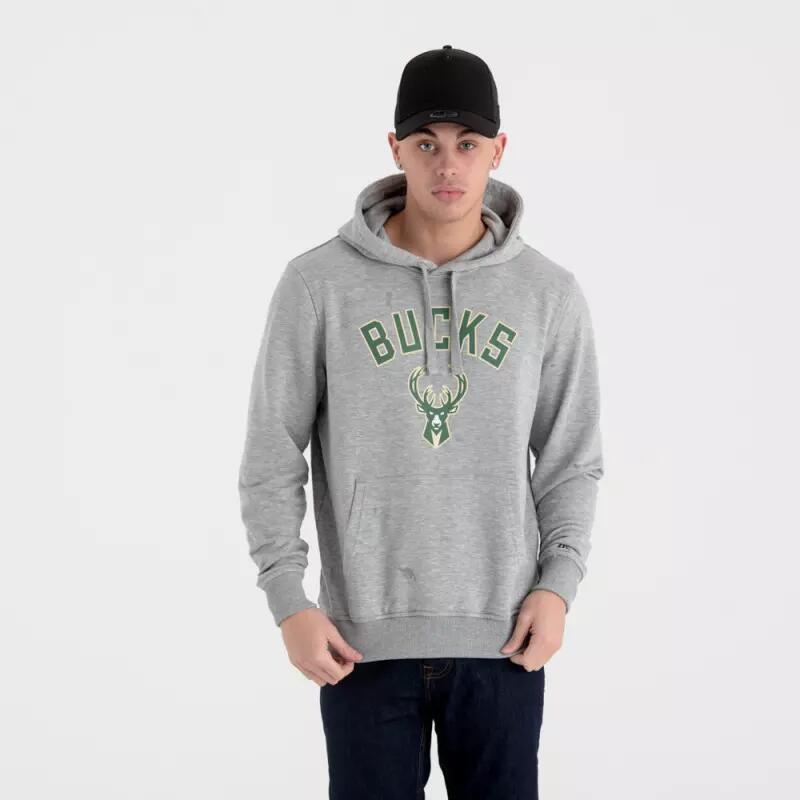 Sweat à capuche New Era avec logo de l'équipe Milwaukee Bucks