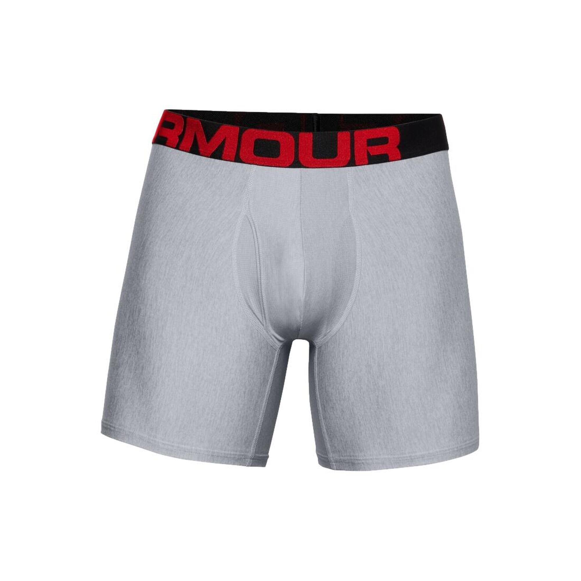 Under Armour - Calecon Boxeur Pour Hommes Charged Tech 6in 2 Pack - T-shirt Manches Courtes - Gris|rouge - 38 S - Decathlon