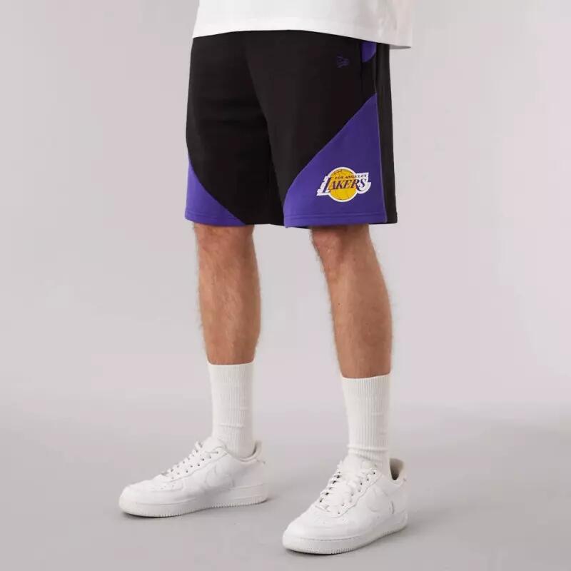 Férfi rövidnadrág, New Era NBA Team Los Angeles Lakers Short, fekete