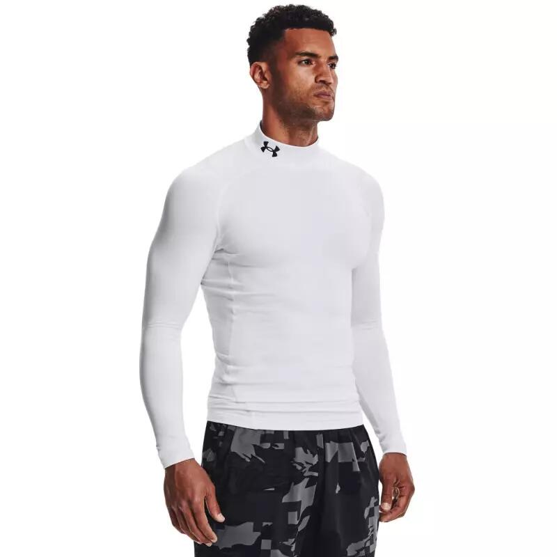Maillot de compression à manches longues Under Armour ColdGear Mock Blanc 3/4
