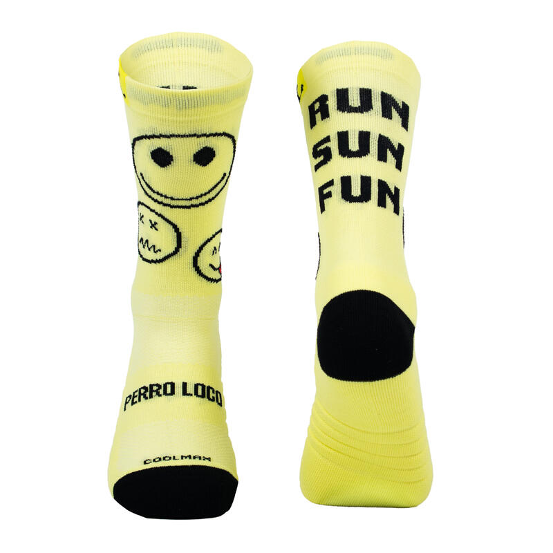 Calcetines Deportivos Running Perro Loco unisex Run Sun Fun Amarillo