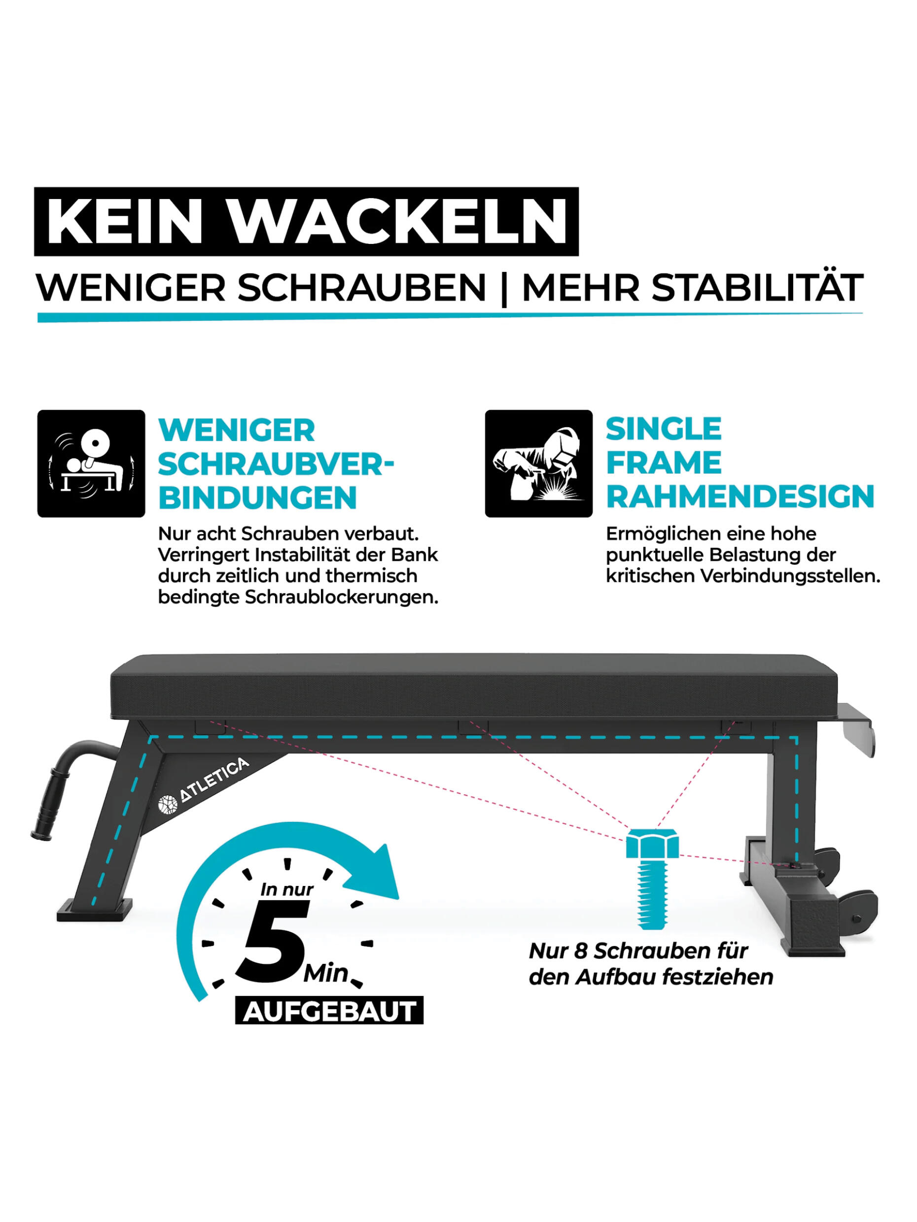 B1 Hantelbank - Leder | Flachbank | Vertical Storage | Studio-Qualität 5/7
